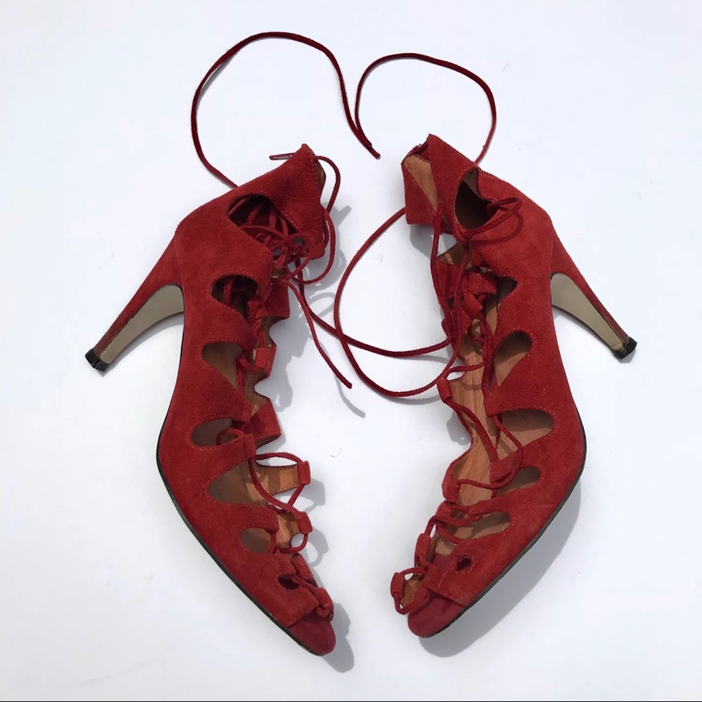 Jeffrey Campbell red lace up heels - Picture 5 of 8